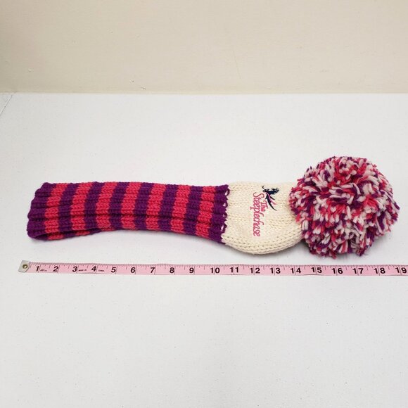 Sunfish The Steeplechase Golf Driver Headcover Knit Pink Purple Pom Pom - Picture 7 of 7